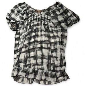 Jessica Black and White Plaid Blouse